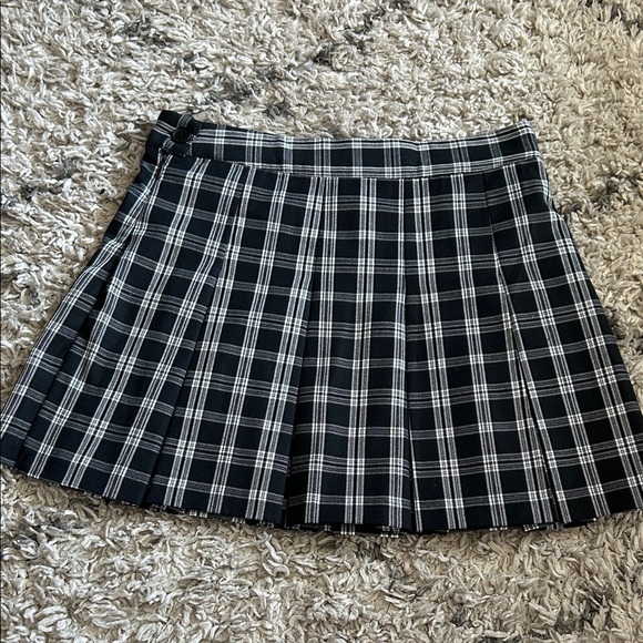Divided Black and White Plaid Skater Skirt - Picture 1 of 4